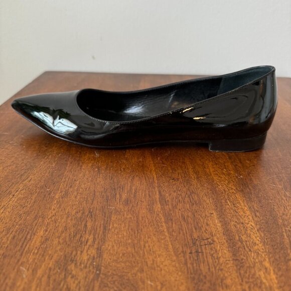 Saint Laurent Paris Black Patent Leather Pointed Toe Ballet Flats - Picture 8 of 13